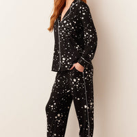 Winter Cloud Jersey PJ Set in Black Stars
