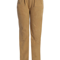 Beige Classic High Rise Trousers