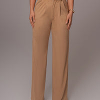 Beige Classic High Rise Trousers