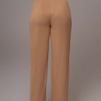 Beige Classic High Rise Trousers