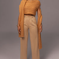 Beige Classic High Rise Trousers