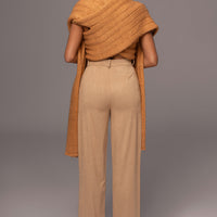Beige Classic High Rise Trousers